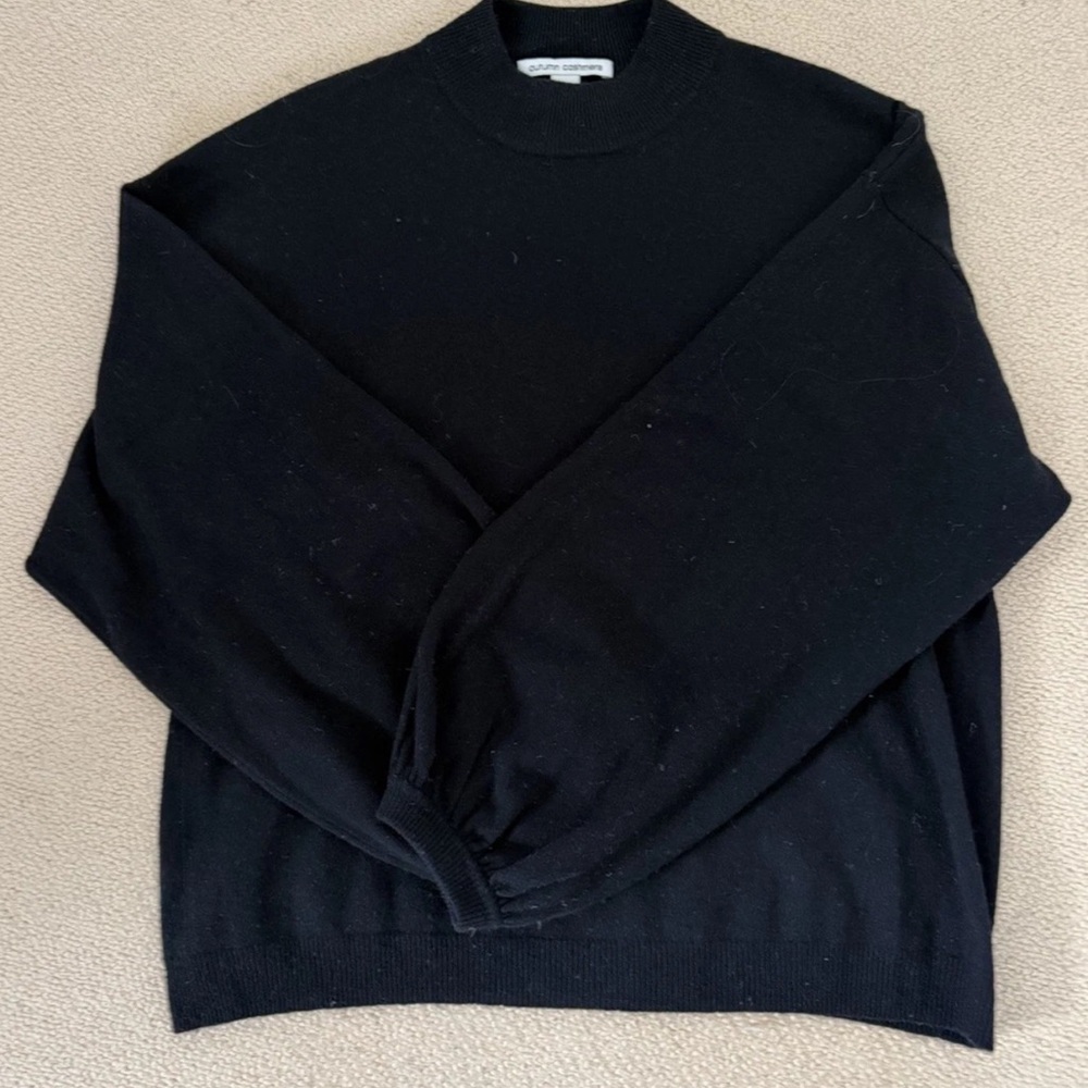 Autumn Cashmere Black Crewneck Turtleneck Sweater